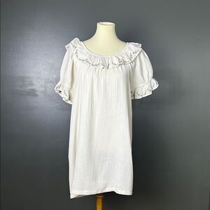 Hayden White Ruffle Neck Dress